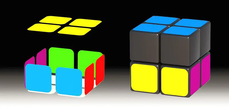 сложене боје на врху мини Pocket коцке 2x2x2
