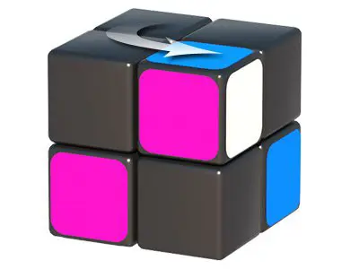 The positioning of the cube corner before the start of the rotation