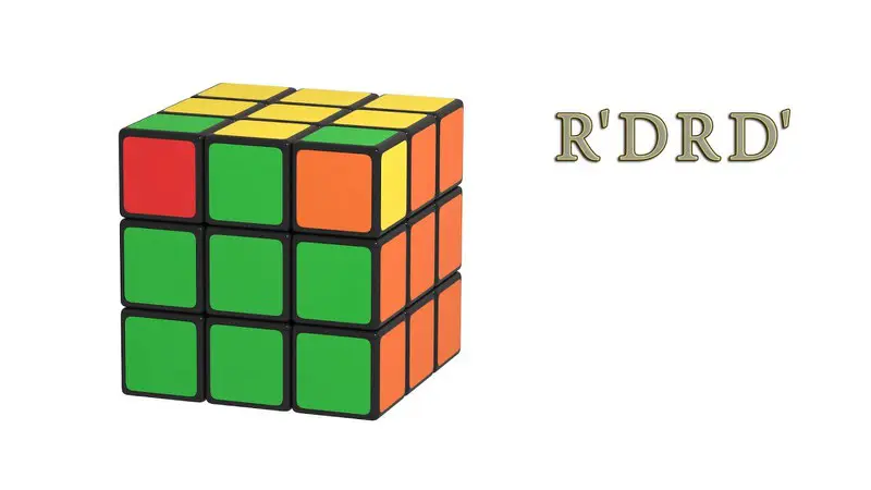 Rubik's Cube - orienting the yellow corners - algorithm: (R'DRD')