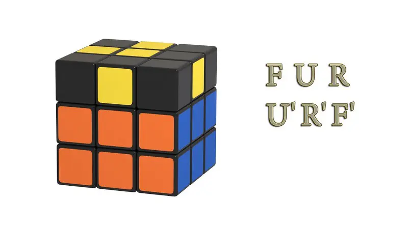 Rubik's Cube - the yellow cross from the L shape - algorithm: (FUR)(U'R'F')