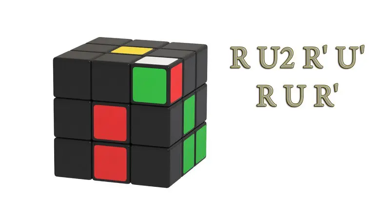Rubik's Cube - the first layer - white on the top - algorithm: (RU2R'U') (RUR')