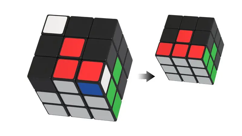 Rubik's Cube - the first layer - white on the bottom - algorithm: (RUR')