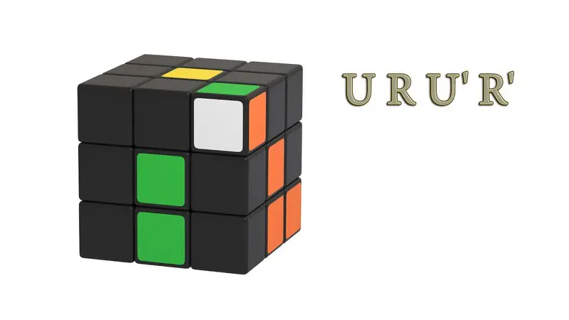 Rubik's Cube - the first layer - white on the front - algorithm: (URU'R')
