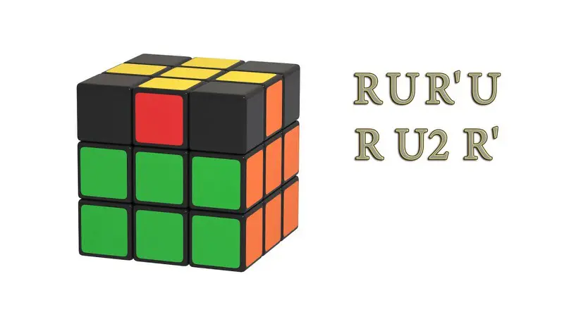 Rubik's Cube - yellow edges - algorithm: (RUR'U)(RU2R')