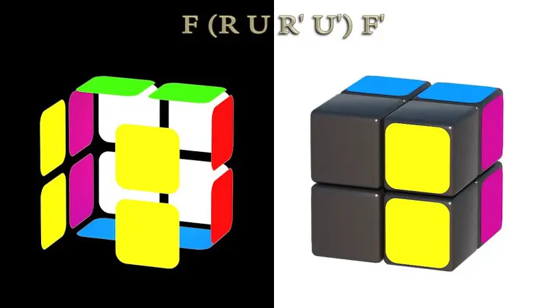 Solving Rubik's cube 2x2x2: II step (6/7) - algorithm: F(RUR'U')F'