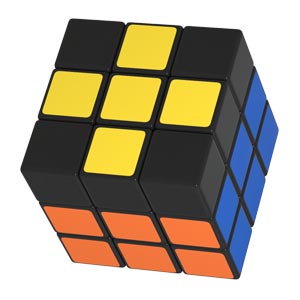 желтый крест на верху кубика Рубика 